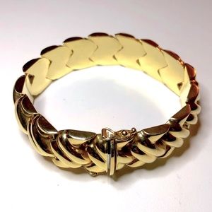 14k Gold Bracelet Double Ribbon Weave. Italy
